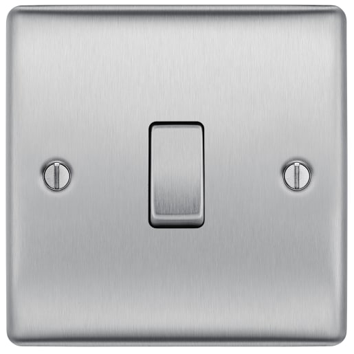 BG Nexus Metal 20A Single Intermediate Light Switch Brushed Steel