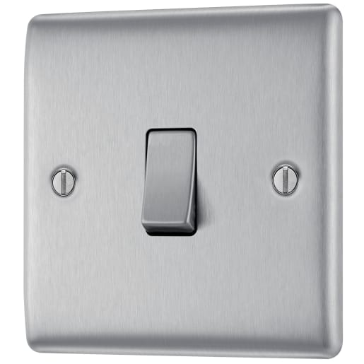 BG Nexus Metal 20A Single Intermediate Light Switch Brushed Steel