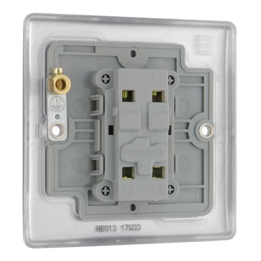 BG Nexus Metal 20A Single Intermediate Light Switch Brushed Steel