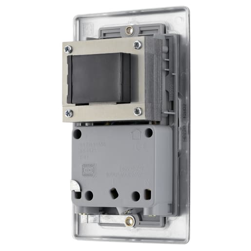 BG Nexus Metal Dual Voltage Shaver Socket 115/240V Brushed Steel/Grey
