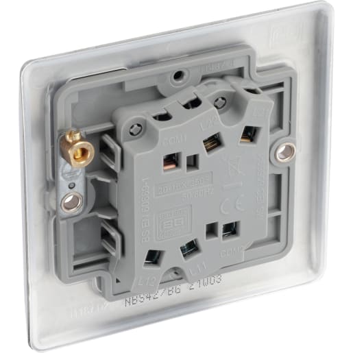BG Nexus Metal 20A Double Wall Light Switch 2 Way Brushed Steel