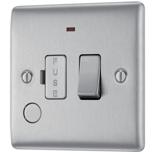 BG Nexus Metal Switched FCU with LED and Flex Outlet Brushed Steel