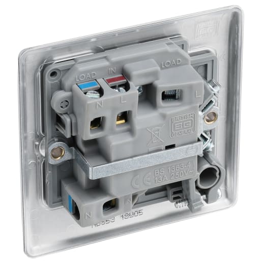BG Nexus Metal Switched FCU with LED and Flex Outlet Brushed Steel