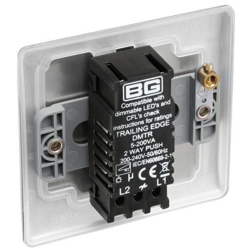 BG Nexus Metal Single Wall Dimmer Switch 2 Way Brushed Steel