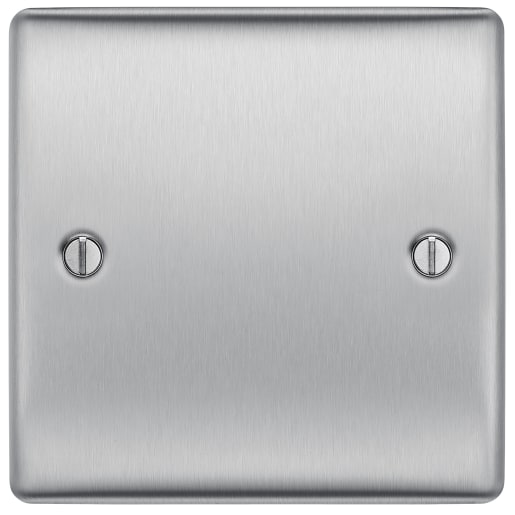 BG Nexus Metal Single Electrical Blank Plate Brushed Steel