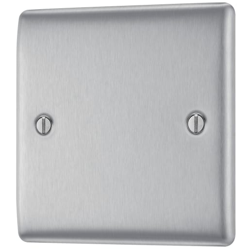 BG Nexus Metal Single Electrical Blank Plate Brushed Steel