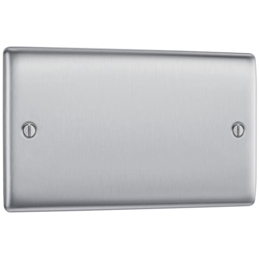 BG Nexus Metal Double Electrical Blank Plate Brushed Steel
