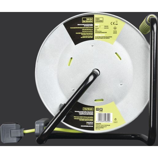 Masterplug Four Socket 13A Large Metal Open Reel with 40m Cable