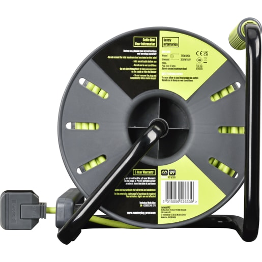 Masterplug Four Socket 13A Large Open Reel with 50m Cable