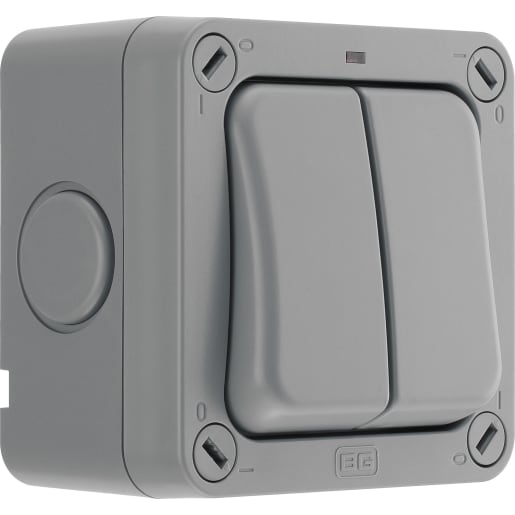 BG Nexus Storm 20A Weatherproof Outdoor Double Switch 2-Way IP66