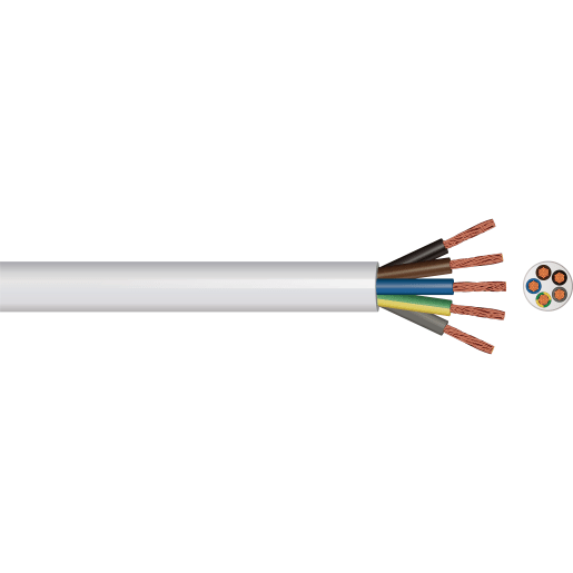 PITACS 5 Core Heat Resistant Flexible Cable 3095Y 0.75mm² White 10m