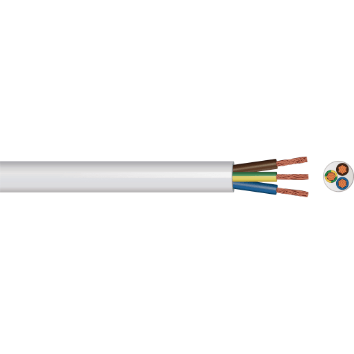 PITACS 3 Core Round Flexible Cable 3183Y (White with Brown,Blue,Green/Yellow) 1.5mm x 10m
