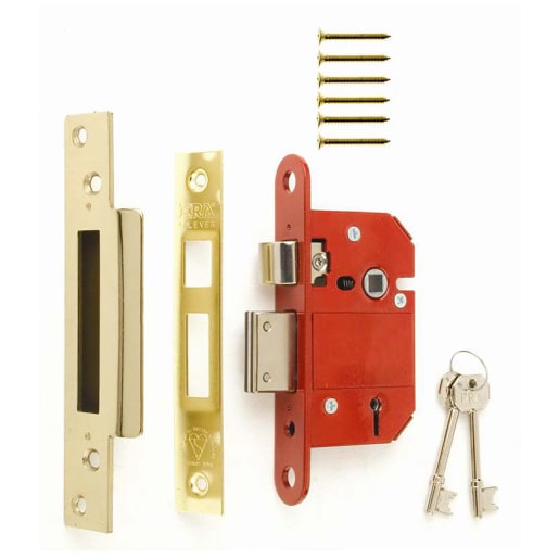 ERA British Standard Fortress 5 Lever Mortice Sashlock 64mm in Brass Finish.