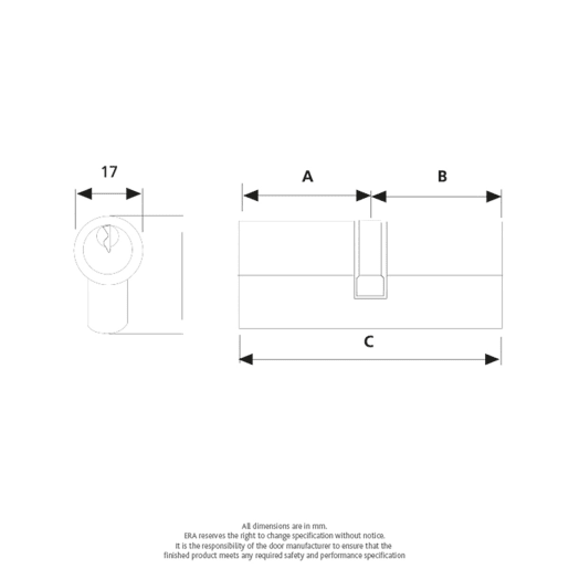 ERA 35/35 6 Pin Euro Profile Double Door Cylinder 70mm Satin