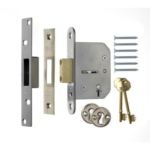 ERA Viscount 5 Lever Security Deadlock 2 1/2 inch / 65mm  Chrome Finsh