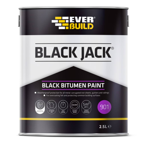 Everbuild Black Jack 901 Black Bitumen Paint 2.5L