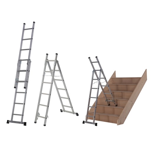 Werner 3 Way Combination Ladder 2.42 x 3.27 x 0.37m Aluminium