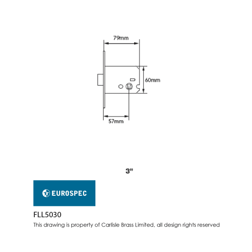 Eurospec Easi-T Flat Latch Lock 76mm Backset Satin Stainless Steel