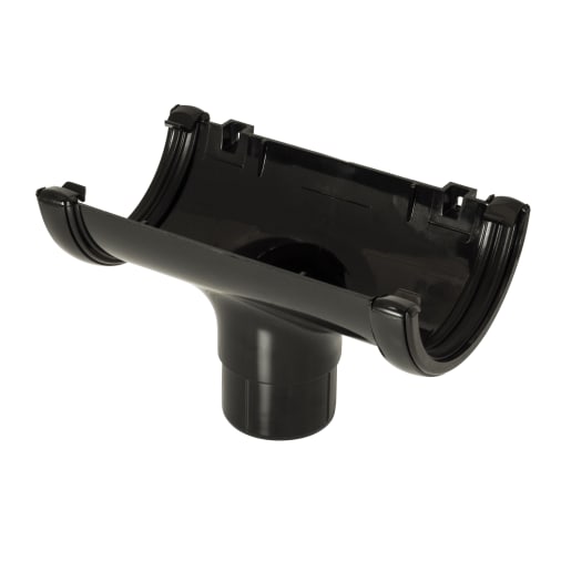 FloPlast RO1B 112mm Half Round Rainwater Running Outlet Black