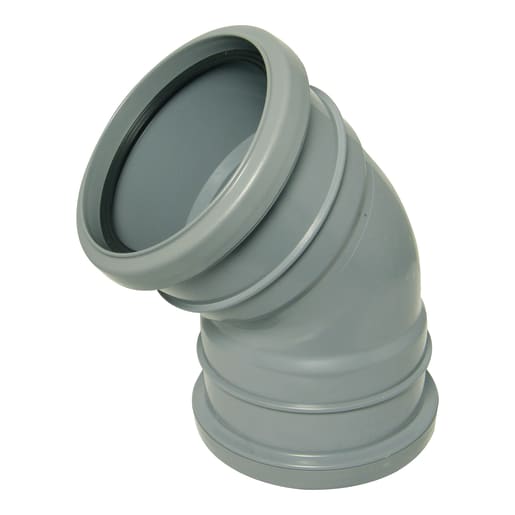 FloPlast SP563G 135° 110mm Soil Double Socket Bend Grey
