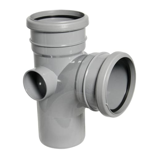 FloPlast SP190G 87½° 110mm Soil Single Socket Branch Grey