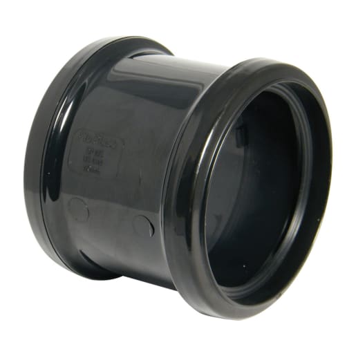 FloPlast SP105B 110mm Soil Double Socket Coupling Black