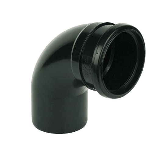 FloPlast SP161B 87½° 110mm Soil Single Socket Bend Black