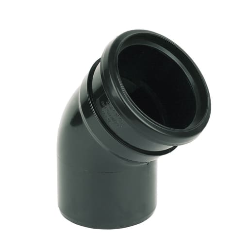 FloPlast SP163B 135° 110mm Soil Single Socket Bend Black