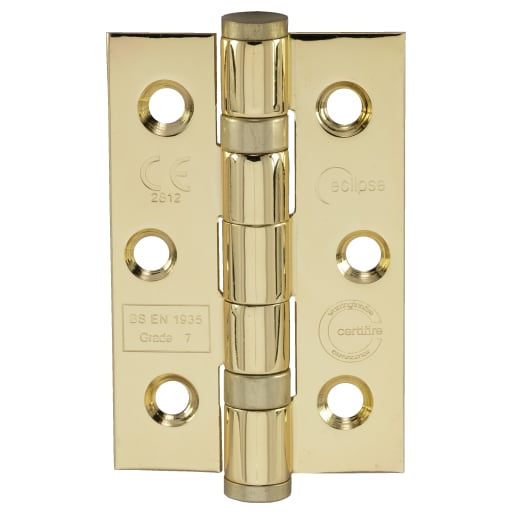 Fire Door Ball Bearing Hinge 76x51mm Grade 7 (3 Pack) Brass
