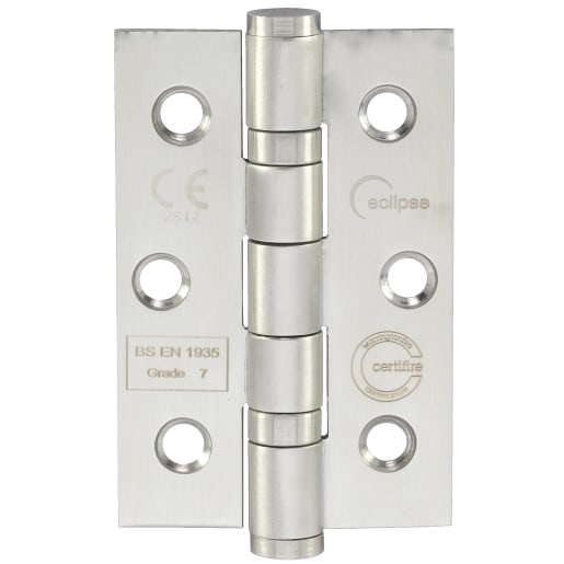 Fire Door Ball Bearing Hinge 76x51mm Grade 7 (3 Pack) Satin Stainless Steel