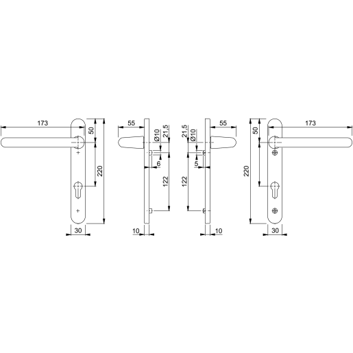 Hoppe Duraplus Paris Lever Door Handle 220 x 30mm Gold