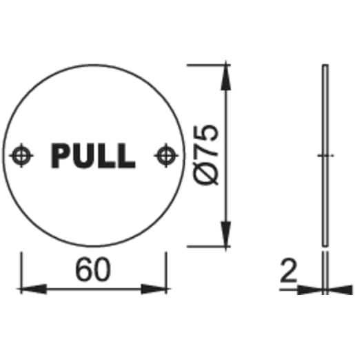 Arrone Pull Sign 76mm Satin Stainless Steel AR308-PULL-SSS