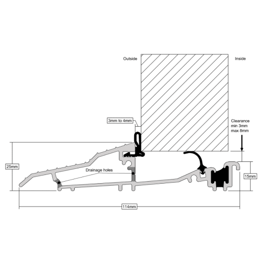 Stormguard Proline AM3 Threshold (Triplex) 1000mm Matt Silver Finish