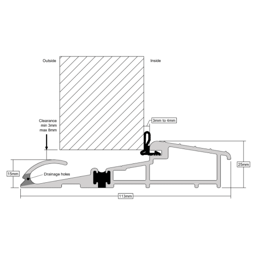 Stormguard Proline AM5 Threshold 2000mm Matt Silver Finish Aluminium