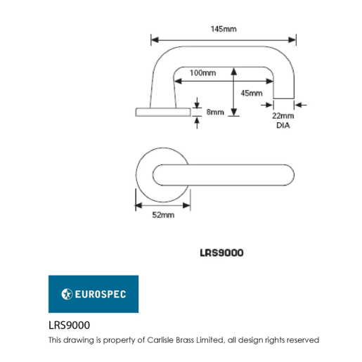 Eurospec Round Bar Safety Lever on Sprung Rose Satin Anodised Aluminium