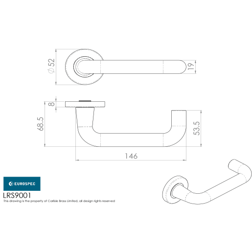 Eurospec Round Bar Safety Lever on Sprung Rose Satin Anodised Aluminium