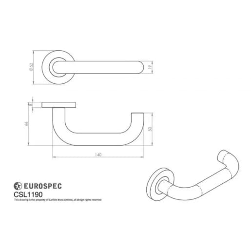 Eurospec Safety Lever Round Sprung Rose Satin Stainless Steel
