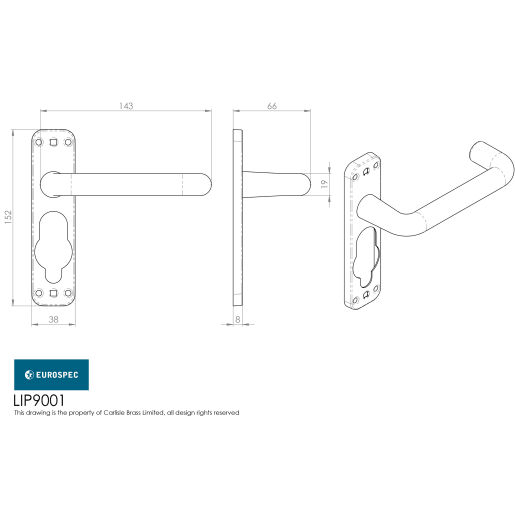 Carlisle Brass Eurospec Safety Lever on Inner Plate 19mm Satin Anodised Aluminium