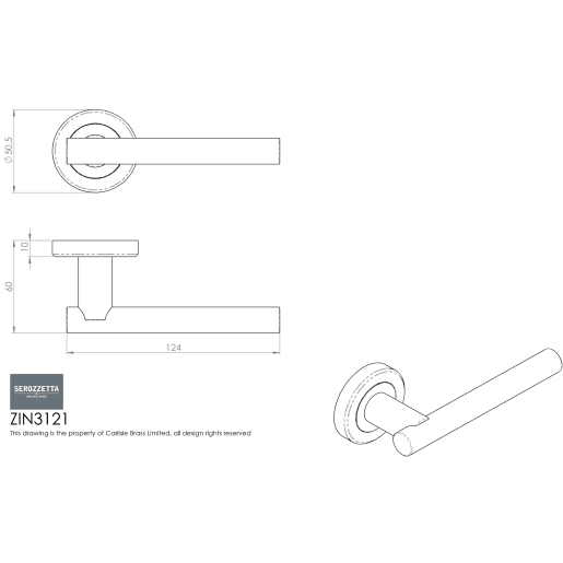 Serozzetta Philadelphia Door Handle Lever on Rose Polished Chrome