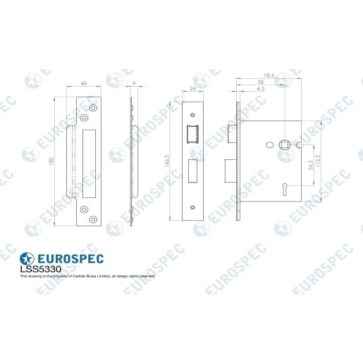 Eurospec Economy Easi-T 3 Lever Sashlock 76mm Satin Nickel Plated