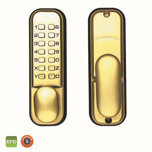 Briton 9160.PB Mechanical Push Button Lock Polished Brass