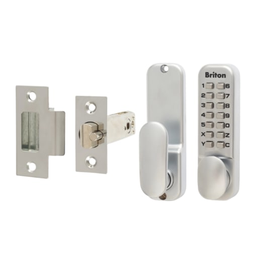 Briton 9160 Mechanical Push Button Digital Lock & Latch Silver
