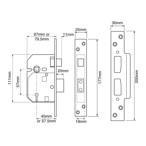 Union 2234 5 Lever Mortice Sash Lock 67mm Satin Chrome