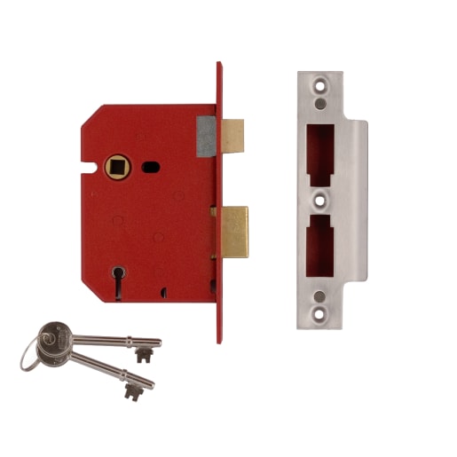 Union 2201 5 Lever Mortice Sash Lock 65mm Satin Chrome