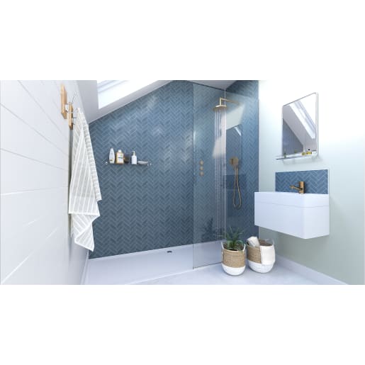 Showerwall SCA16 Acryic Navy Herringbone 2400 x 896mm