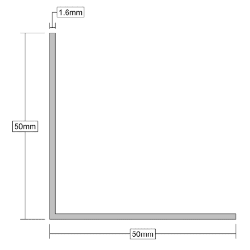 Stormguard Aluminium Angle Edging 50 x 50 x 1.6mm Mill Finish 2438mm