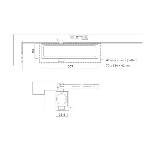 Briton 1110 Adjustable Overhead Door Closer Size 2-4 Silver 