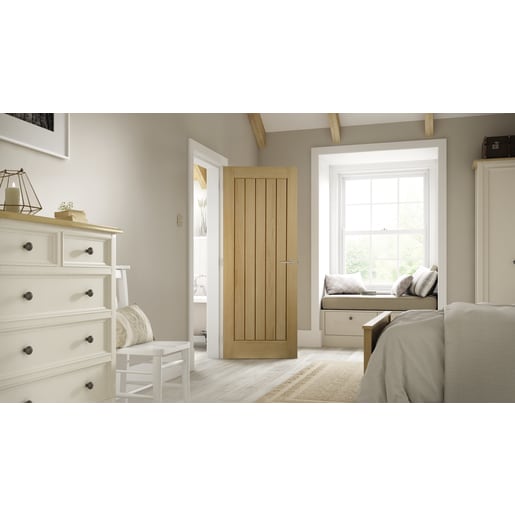 JELD-WEN Oregon Oak Cottage Etch Glazed Internal Door 1981 x 533 x 35mm White