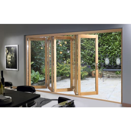 JCI FSC Unfinished Slimline External Bi-fold Door Set 3.6m Oak