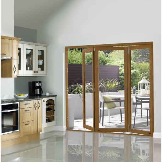 JCI FSC Pre-Finished Slim External Bi-fold Door Set 2.4m Oak Veneer